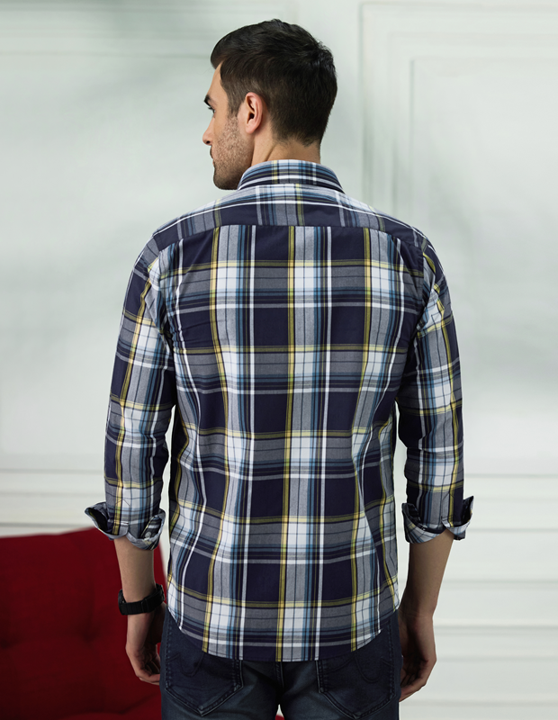 Tropical Blue Cotton Check Shirt
